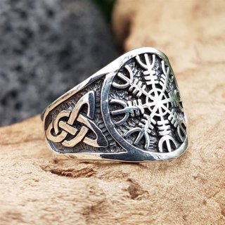 &quot;Helm of Awe&quot; Ring verziert mit keltische Knoten aus 925 Sterling Silber 72 (23,0) / 13,7 US