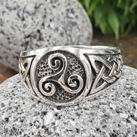 Triskele Ring verziert mit keltische Knoten aus 925 Sterling Silber 52 (16,6) / 6,1 US