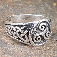 Triskele Ring verziert mit keltische Knoten aus 925 Sterling Silber 55 (17,5) / 7,2 US