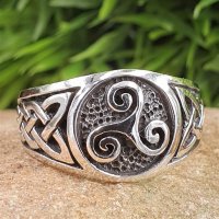 Triskele Ring verziert mit keltische Knoten aus 925 Sterling Silber 64 (20,4) / 10,7 US