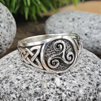 Triskele Ring verziert mit keltische Knoten aus 925 Sterling Silber 66 (21,0) / 11,4 US