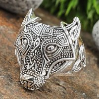 Wolf Ring verziert mit keltische Knoten aus 925 Sterling...