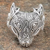 Wolf Ring verziert mit keltische Knoten aus 925 Sterling Silber