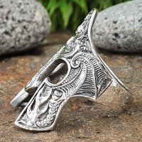 Krieger Helm Ring verziert mit Flammen aus 925 Sterling Silber 59 (18,8) / 8,7 US