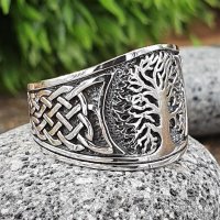 Baum des Lebens Ring verziert mit keltischen Knoten aus 925 Sterling Silber