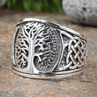 Baum des Lebens Ring verziert mit keltischen Knoten aus 925 Sterling Silber 56 (17,8) / 7,6 US