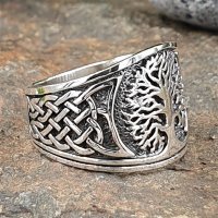Baum des Lebens Ring verziert mit keltischen Knoten aus 925 Sterling Silber 66 (21,0) / 11,4 US