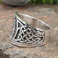 Baum des Lebens Ring verziert mit keltischen Knoten aus 925 Sterling Silber 66 (21,0) / 11,4 US