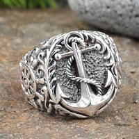 Anker Ring verziert mit Steuerrad aus 925 Sterling Silber