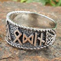 Odin Ring verziert mit einem Wotansknoten und Runen aus 925 Sterling Silber