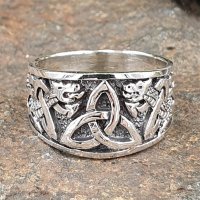 Keltischer Knoten Ring verziert mit der Midgardschlange aus 925 Sterling Silber