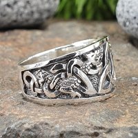 Keltischer Knoten Ring verziert mit der Midgardschlange aus 925 Sterling Silber 52 (16,6) / 6,1 US