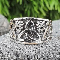 Keltischer Knoten Ring verziert mit der Midgardschlange aus 925 Sterling Silber 60 (19,1) / 9,1 US