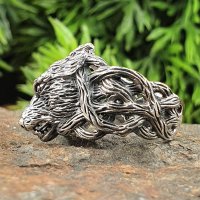 Fenriswolf Ring verziert mit keltische Knoten aus 925 Sterling Silber 54 (17,2) / 6,8 US