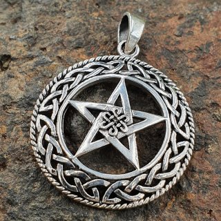 Pentagramm Anhänger mit Keltischen Knoten "ERIN" aus 925 Sterling Silber