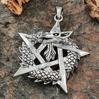 Drachen Anh&auml;nger mit Pentagramm aus 925 Sterling Silber