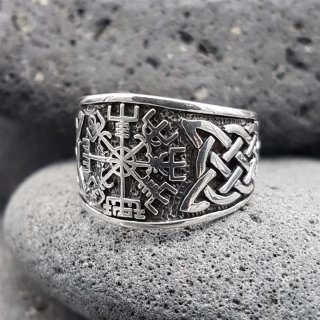 Wikinger Ring &quot;HAGEN&quot; mit Vegvisir und keltische Knoten aus 925 Sterling Silber