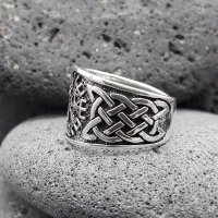 Wikinger Ring "HAGEN" mit Vegvisir und keltische Knoten aus 925 Sterling Silber