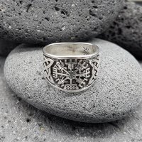 Wikinger Ring "HAGEN" mit Vegvisir und keltische Knoten aus 925 Sterling Silber 58 (18,5) / 8,4 US
