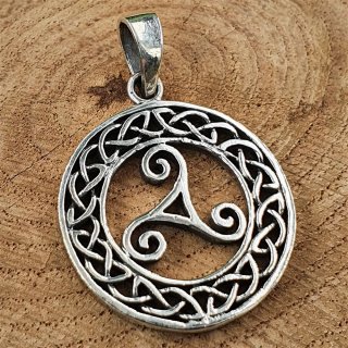 Triskele umrandet mit Keltischen Knoten "ZALE" aus 925 Sterling Silber