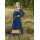 Viking Apron Dress Hilja with Embroidery, Blue/Mustard