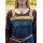 Viking Apron Dress Hilja with Embroidery, Blue/Mustard