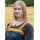 Viking Apron Dress Hilja with Embroidery, Blue/Mustard
