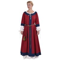 Frühmittelalterliches Kleid Gudrun, rot/blau