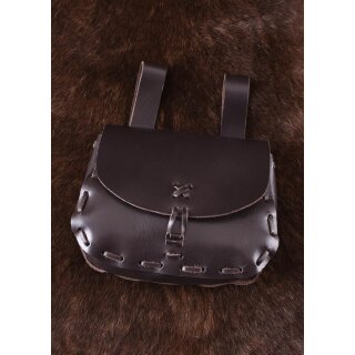 Medieval Leather Belt Pouch, Dark Brown