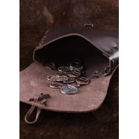 Medieval Leather Belt Pouch, Dark Brown