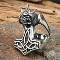 Thors Hammer Ring "JARL" aus Edelstahl 60 (19,0) / 9 US