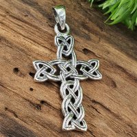 Mittelalterliches Kreuz mit Keltischen Knoten Anhänger aus 925 Sterling Silber