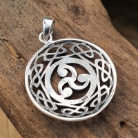 Triskelen Anhänger umrandet mit Keltischen Knoten aus 925 Sterling Silber