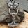Massive Edelstahl Halskette Thors Hammer mit Fenris Wolf - Farbe Silber - 60 cm