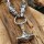 Massive Edelstahl Wikinger Halskette Thors Hammer mit Fenris Wolf Silber- & Goldfarben - 60 cm
