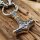 Massive Edelstahl Wikinger Halskette Thors Hammer mit Fenris Wolf Silber- & Goldfarben - 60 cm