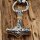 Massive Edelstahl Wikinger Halskette Thors Hammer mit Fenris Wolf Silber- & Goldfarben - 60 cm