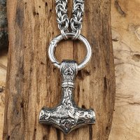 Massive Edelstahl Halskette Thors Hammer - Silberfarben - 60 cm