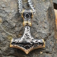 Edelstahl Halskette Thors Hammer verziert mit der...