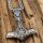 Wikinger Edelstahl Halskette Thors Hammer "YRSA" mit Totenkopf und Helm of Awe - 60 cm