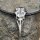 Kunstleder Halskette Rabenschädel Anhänger aus Edelstahl verziert mit dem Helm of Awe - 60 cm