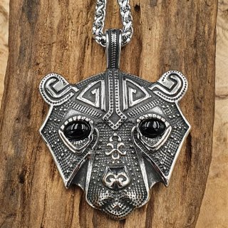 Edelstahl Wikinger Halskette mit einem Bär Anhänger "NJAL" - 60 cm