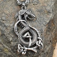 Edelstahl Halskette mit dem nordischen Drachen Anhänger "NIDHÖGGR"  - 60 cm
