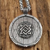 Edelstahl Halskette Wikingerschild mit Keltischen Knoten...