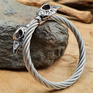 Edelstahl Wikinger Armreif "GORM" Hugin & Munin