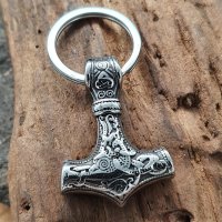 Edelstahl Schlüsselanhänger Thors Hammer mit keltischen Knoten