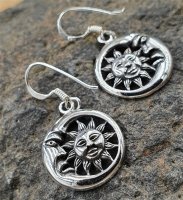 Sonne & Mond Ohranhänger aus 925 Sterling Silber