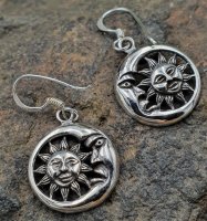 Sonne & Mond Ohranhänger aus 925 Sterling Silber