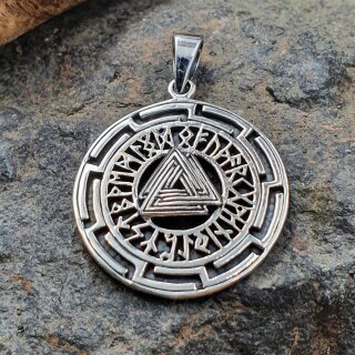 Valknut mit Runen Schmuck Anhänger "VOLKAN" aus 925 Sterling Silber
