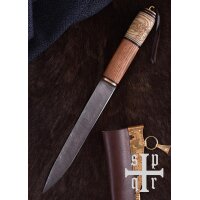 Wikinger-Messer, Damaststahl, Holz-/Knochengriff m. Knotenmuster